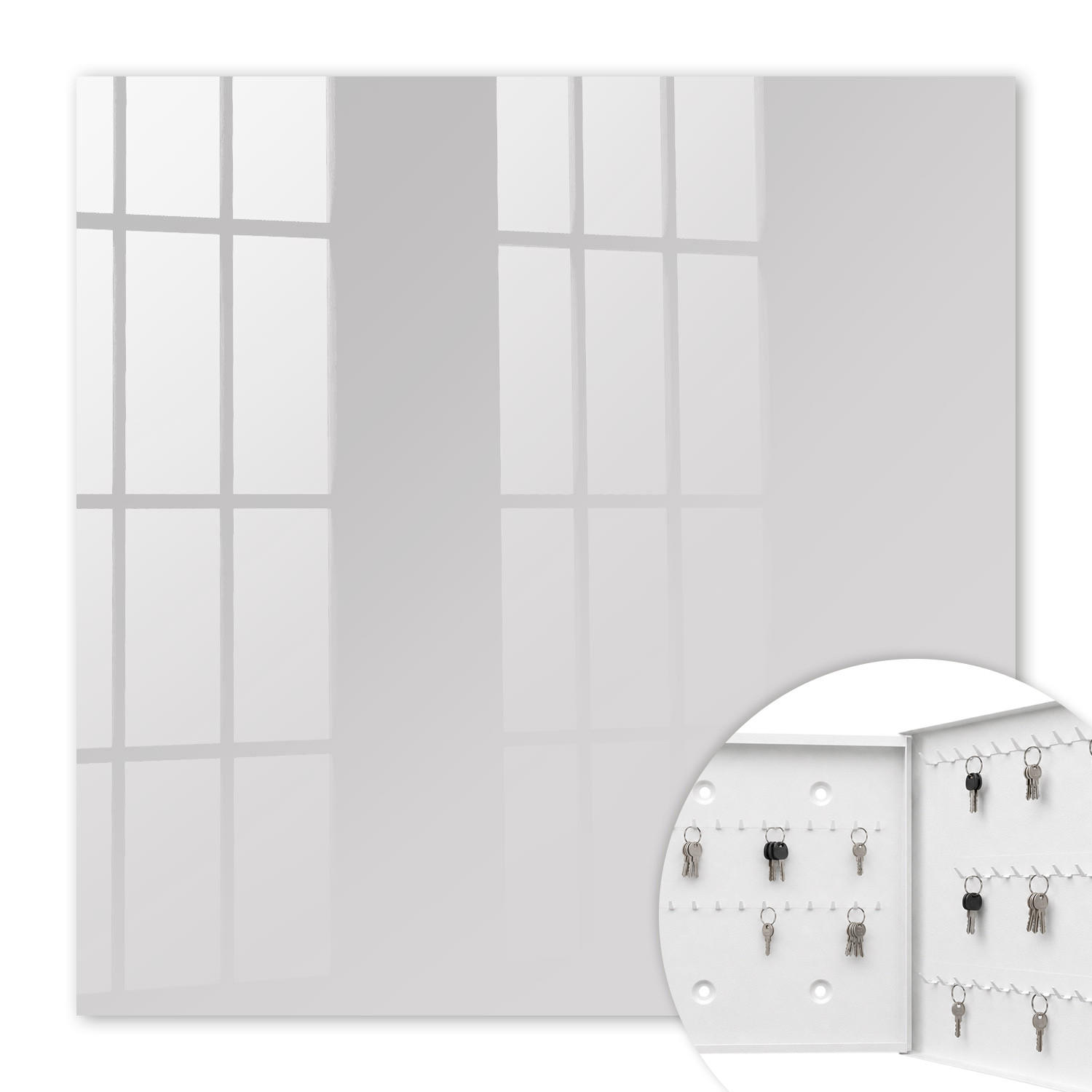 SCHLÜSSELBOX Weiß 30x30 cm – Türöffnung nach rechts - Grau - Grau, Metall (30/30/5cm) - TULUP