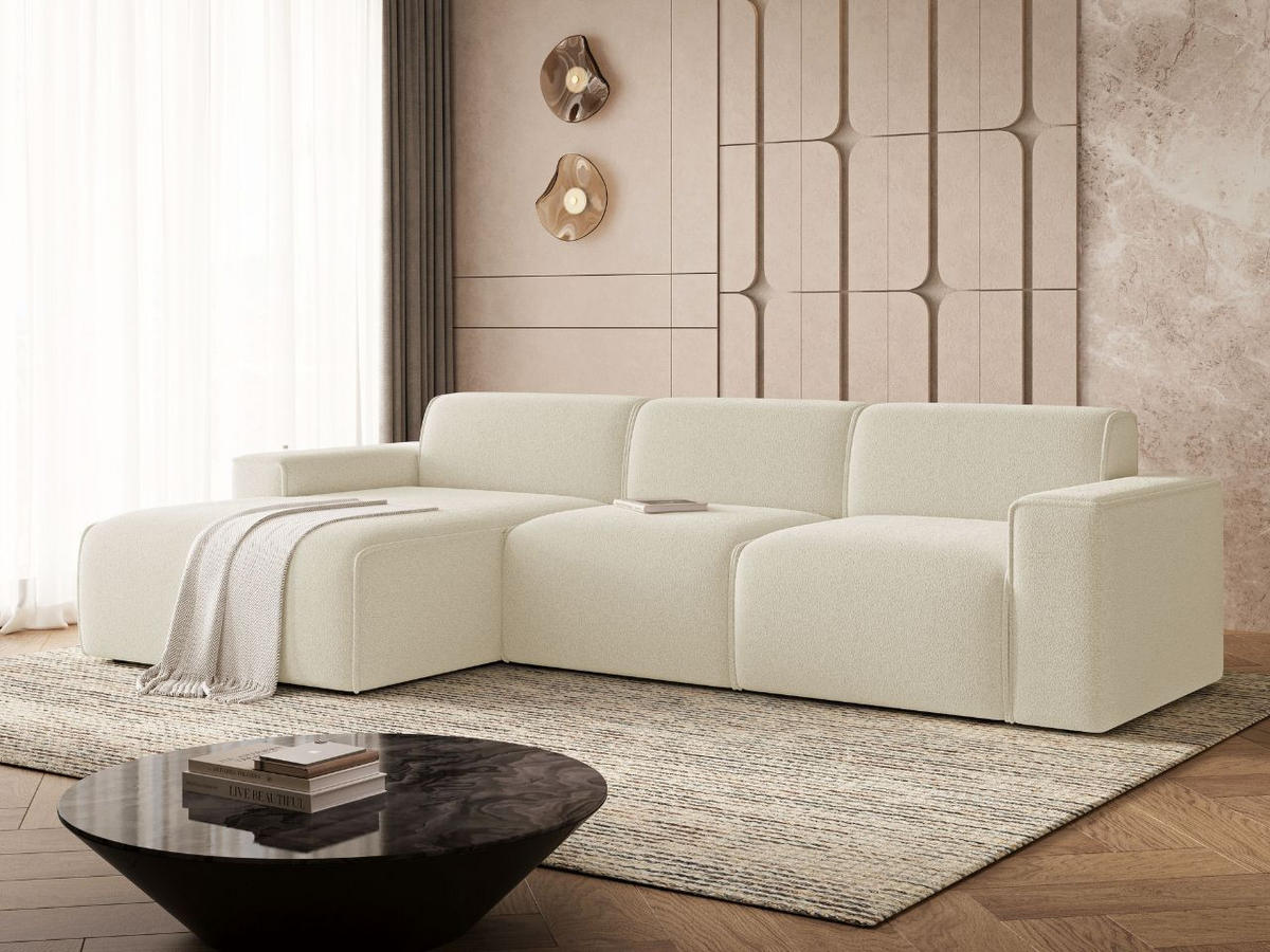 ECKSOFA Lavia Creme Links - Creme/Schwarz, Holz/Kunststoff (310/165cm) - Graingold