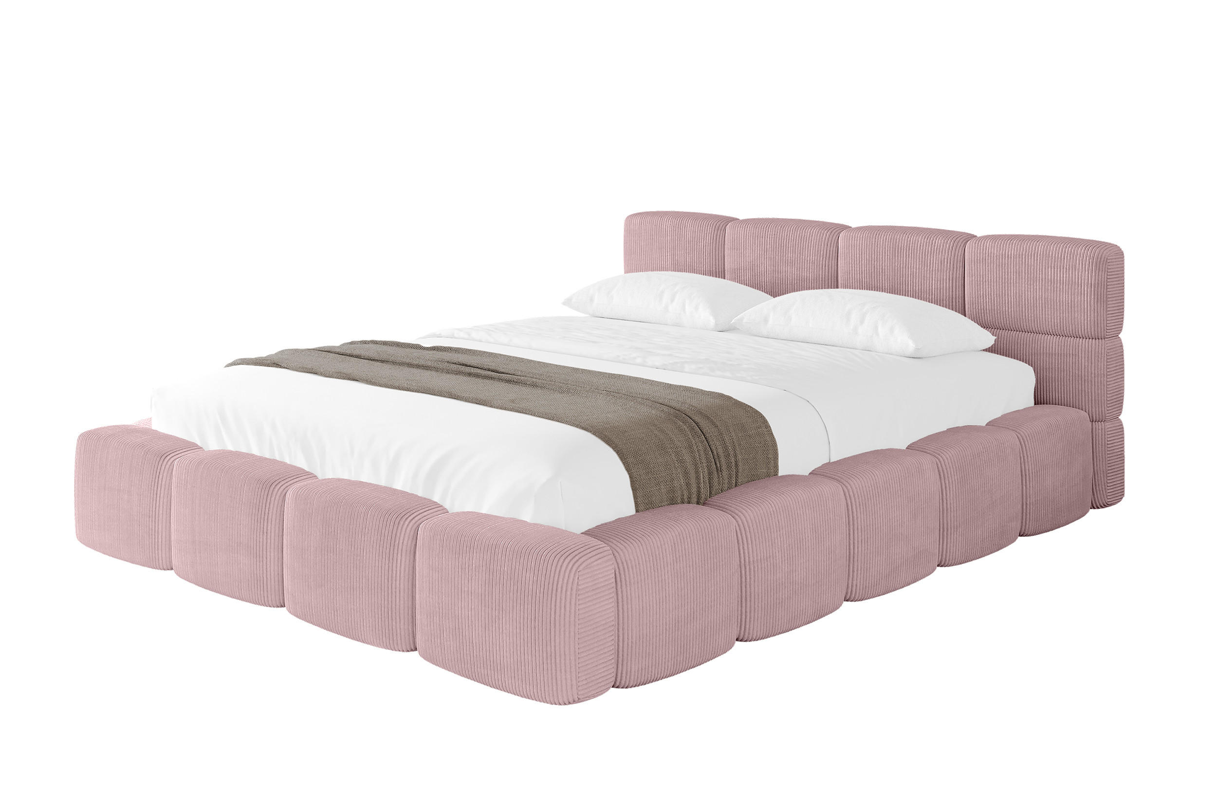 POLSTERBETT mit Bettkasten und Lattenrost, Bett mit Matratze H3/H4, Kopfteil, Boxbett, Doppelbett mit Stauraum - NATA-v1 140x200 Rosa - Rosa, Holzwerkstoff/Textil (140/200cm) - ALTDECOR