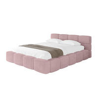 POLSTERBETT mit Bettkasten und Lattenrost, Bett mit Matratze H3/H4, Kopfteil, Boxbett, Doppelbett mit Stauraum - NATA-v1 200x200 Rosa - Rosa, Holzwerkstoff/Textil (200/200cm) - ALTDECOR