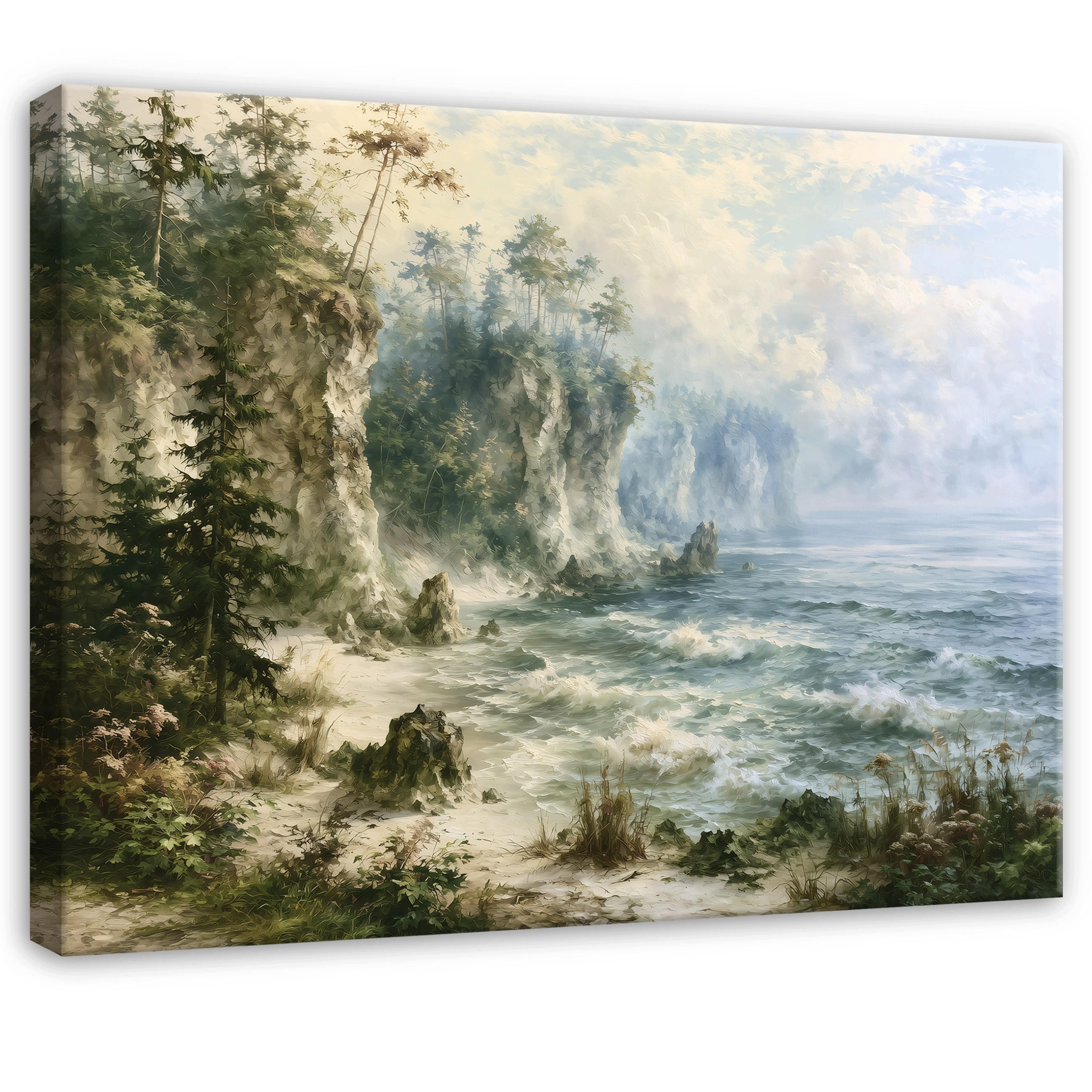 LEINWANDBILD Landschaft Meer Grün 60x40 cm - Multicolor, Holzwerkstoff (60/40cm) - Wallarena