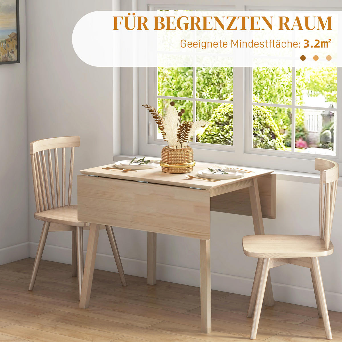 ESSTISCH klappbar, Kiefernholz Naturholz - Naturfarben, Holz (110/86/75cm) - HOMCOM