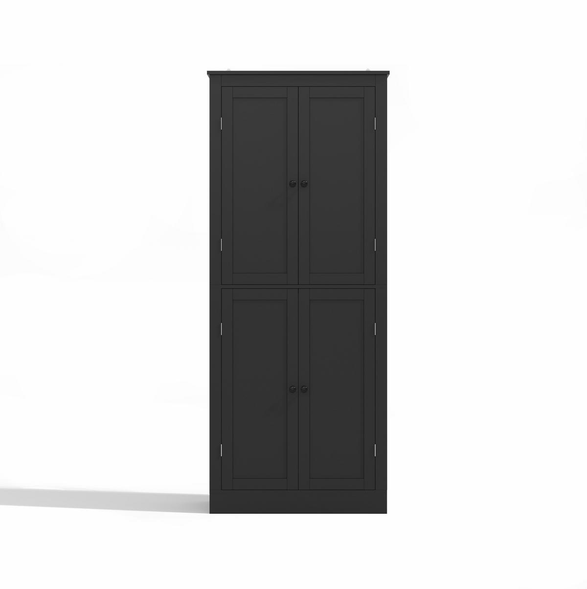 ANRICHTE Küchenschrank 75/40/182 cm aus MDF mit vielseitigem Stauraum Schwarz - Schwarz, Holzwerkstoff (75/180/40cm) - Modenvie