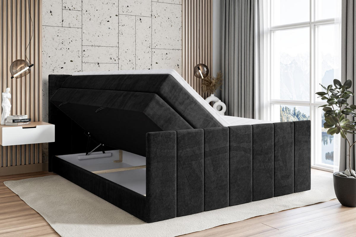 BOXSPRINGBETT MOETI-Z KING - 120x200 - H3/H4 - Schwarz - Schwarz, Holzwerkstoff (120/200cm) - ALTDECOR