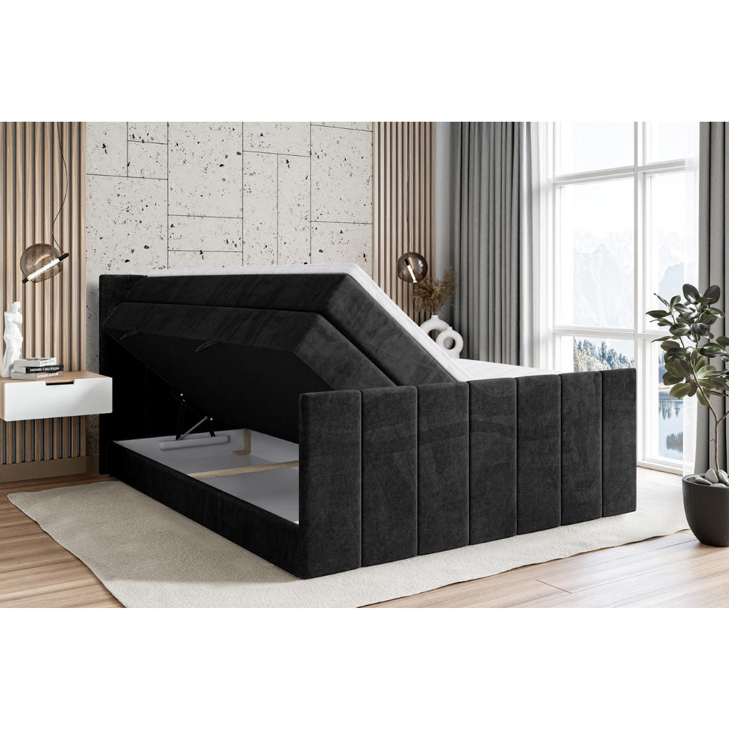 Thumbnail - Altdecor Boxspringbett, Schwarz, Holzwerkstoff, Höhe ca. 20 cm, 180x200 cm, Schlafzimmer, Betten, Boxspringbetten