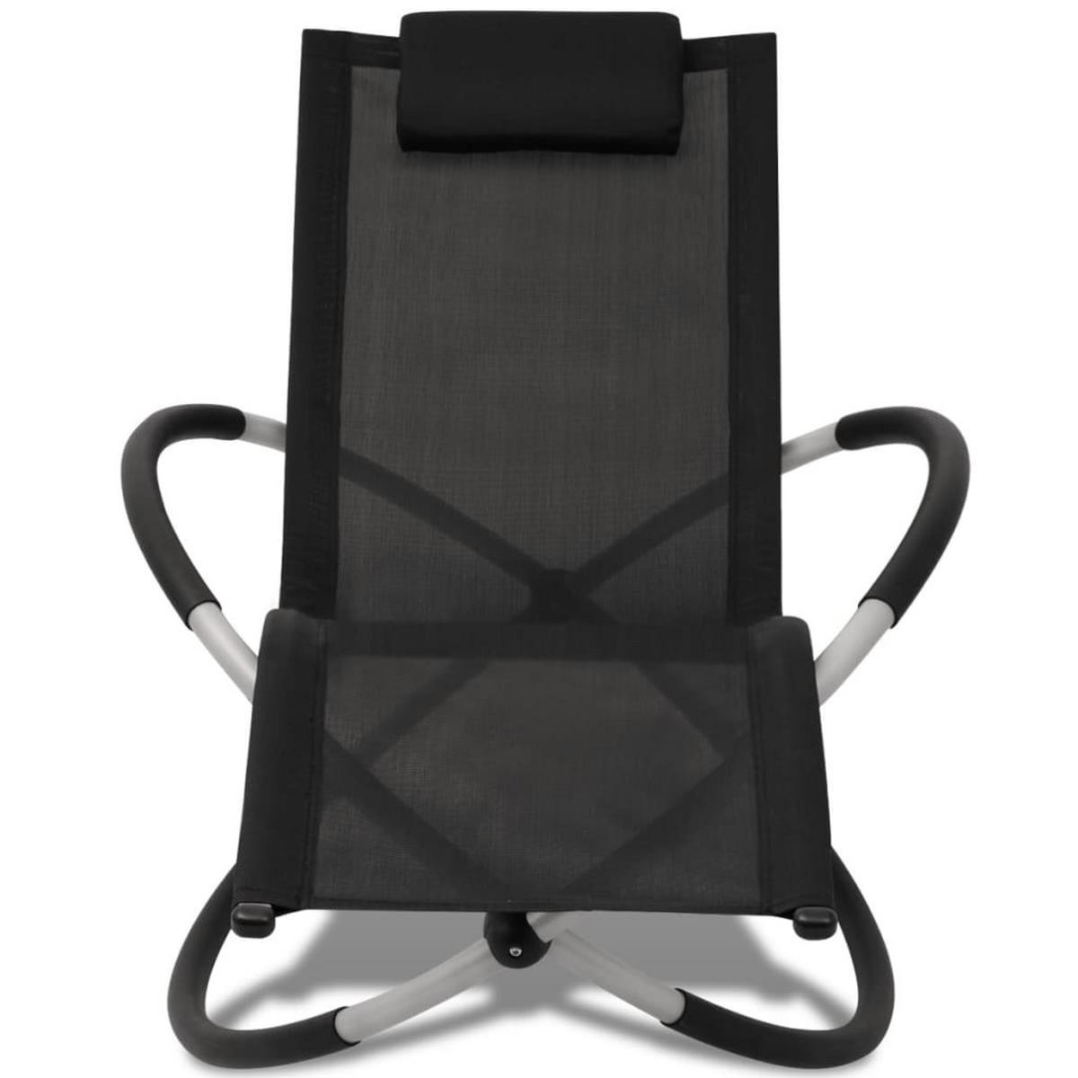 SONNENLIEGE Geometrisch Outdoor Stahl Schwarz und Grau - Schwarz, Metall (74/85/144cm) - furnicato