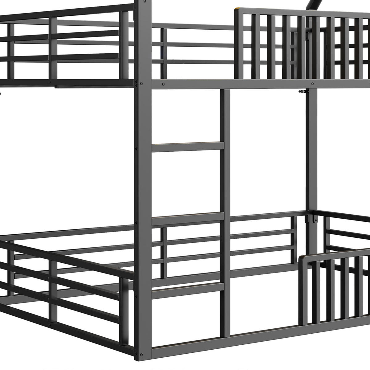 ETAGENBETT 140/200 cm in Schwarz mit LED aus Metall im Hausbett-Design - Schwarz, Metall (140/200cm) - STILVORA