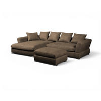 ECKSOFA Tizian Inkl. Hocker - Braun, Holzwerkstoff/Textil (182/290cm) - Fun Möbel