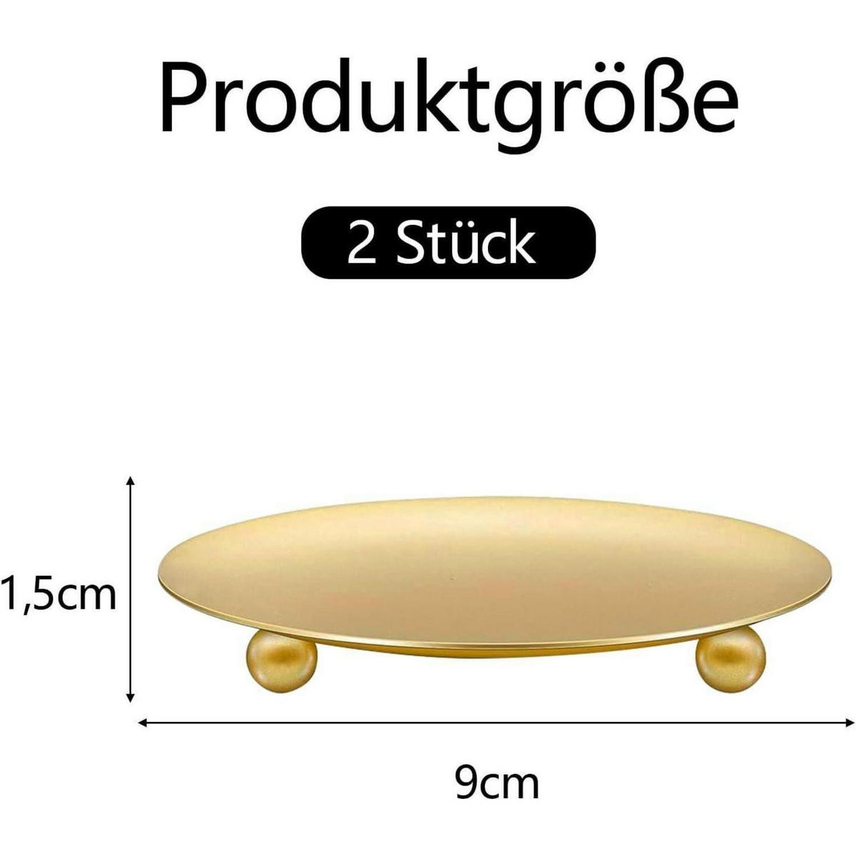 KERZENSTÄNDER 2-teiliges Set Metall Gold 9 cm - Goldfarben, Metall (15/2/10cm)