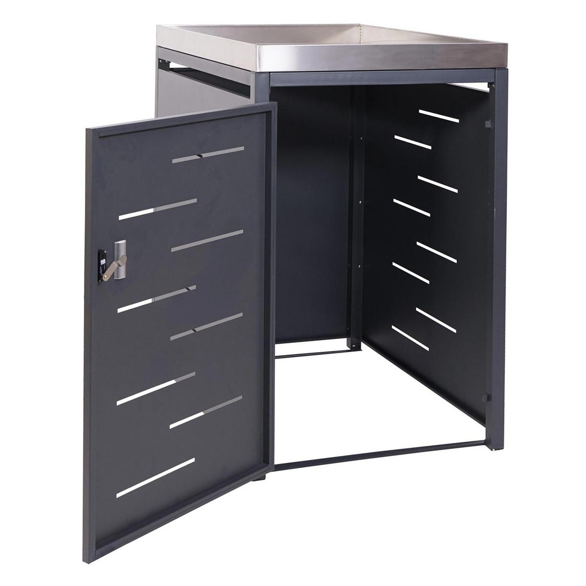 MÜLLTONNENBOX 1er 125x69x84cm 80-240 Liter - Anthrazit, Metall (69/125/84cm) - PROREGAL