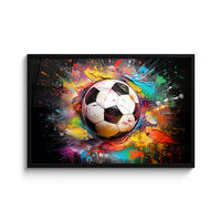 POSTER MIT RAHMEN Fußball - Farbe - Farben - Schwarz - Weiß 90x60 cm - Weiß, Papier (90/60cm) - MuchoWow
