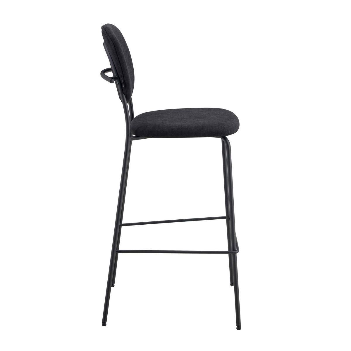 BARHOCKER 2-tlg., Schwarz - Schwarz, Textil (46/108/53cm) - Oviala