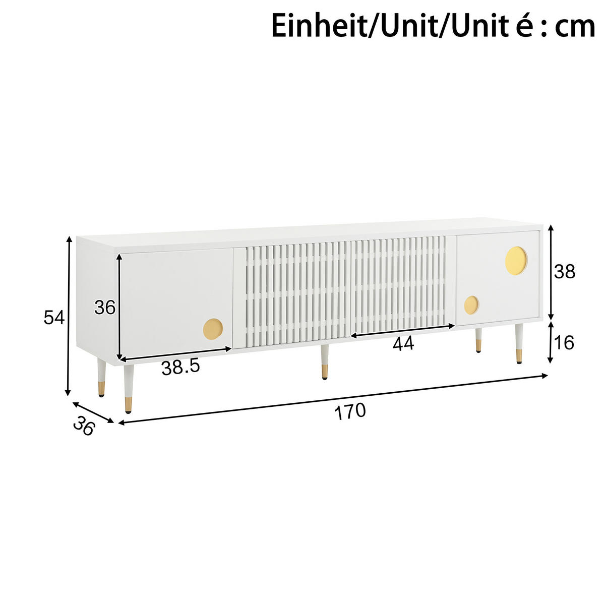 TV-SCHRANK 180x35x49cm Dunkel Walnuss Mit 2 Schränken & Offenen Fächern - Weiß, Holzwerkstoff (36/54/170cm) - FLIEKS