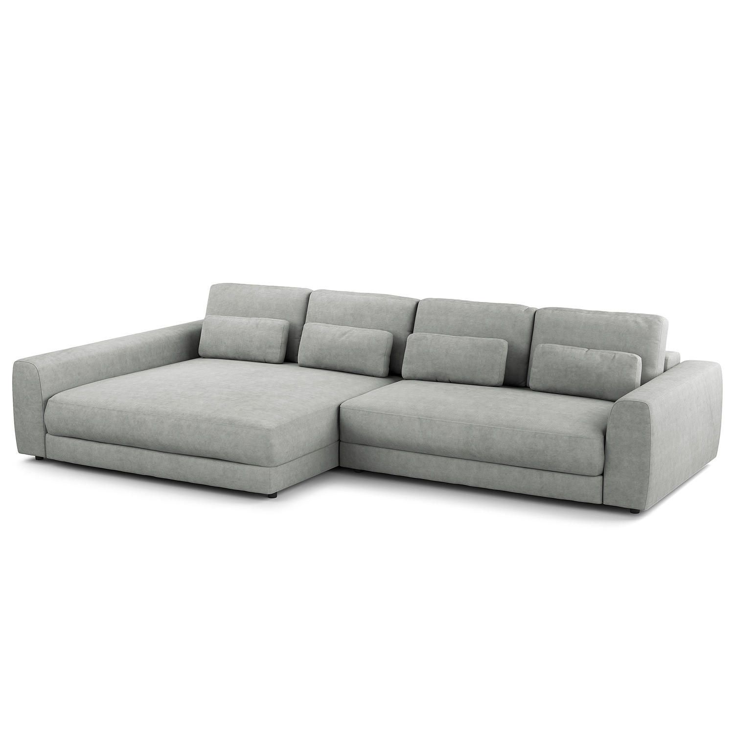 ECKSOFA mit XXL-Longchair - Schwarz/Grau, Kunststoff/Textil (323/182cm) - home24