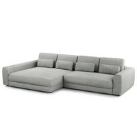 ECKSOFA mit XXL-Longchair - Schwarz/Grau, Kunststoff/Textil (323/182cm) - home24