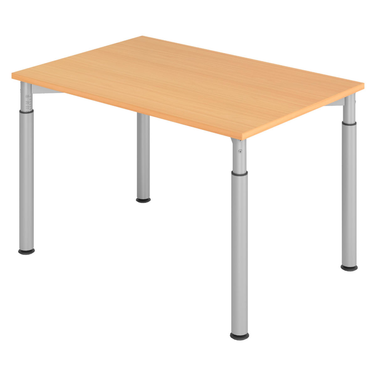 SCHREIBTISCH Serie-Y 80/120/74 cm in Buchefarben/Silberfarben - Buchefarben/Silberfarben, Holzwerkstoff (80/120/74cm) - bümö