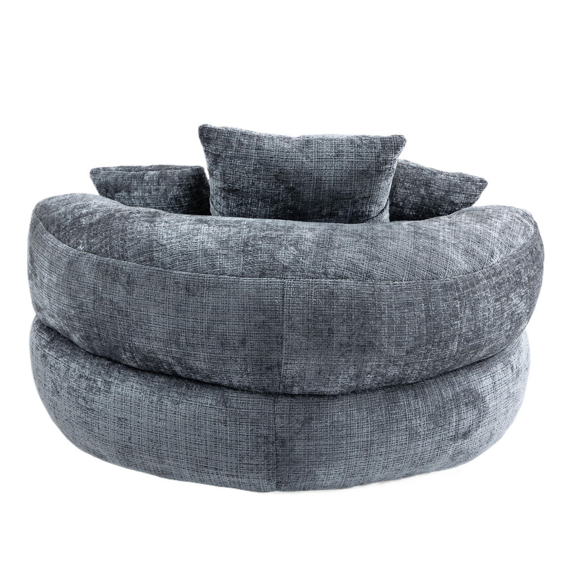 SESSEL Sitzsack Chenille grau 108/108/52 cm für Erwachsene mit Armlehnen - Grau, Textil (108/52/108cm) - OKWISH