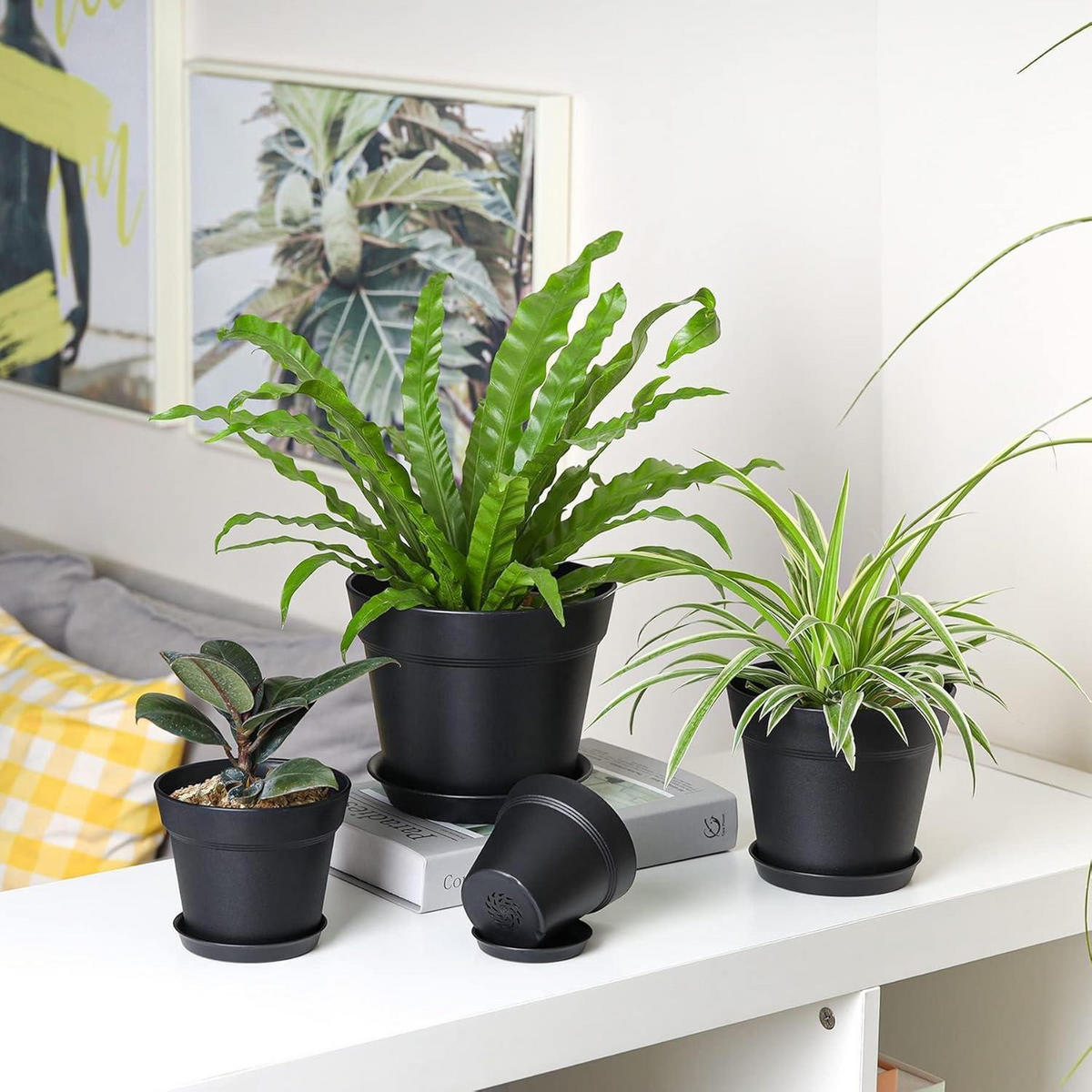 BLUMENTOPF 6er-Set Kunststoff Schwarz 16 cm - Schwarz, Kunststoff (16.6/21.1/16.6cm)
