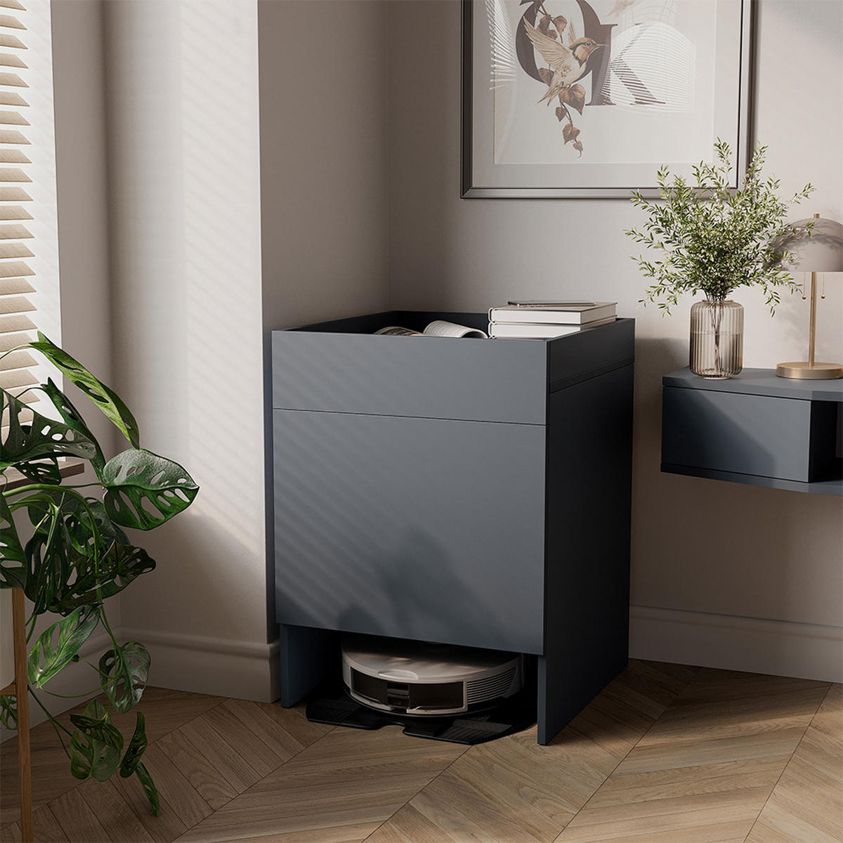 SAUGROBOTERSCHRANK Dustin Anthrazit 50 x 67.5 cm mit 1 Tür - Anthrazit, Holzwerkstoff (50/67.5/50cm) - Vicco