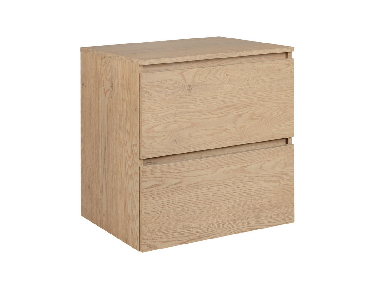 BADEZIMMERSCHRANK 60 cm + TOP, Farbe: helle Eiche, 60 x 46 x 60,7 cm, mit Arbeitsplatte - Eichefarben, Holzwerkstoff (60/60.7/46cm) - 3XE LIVING