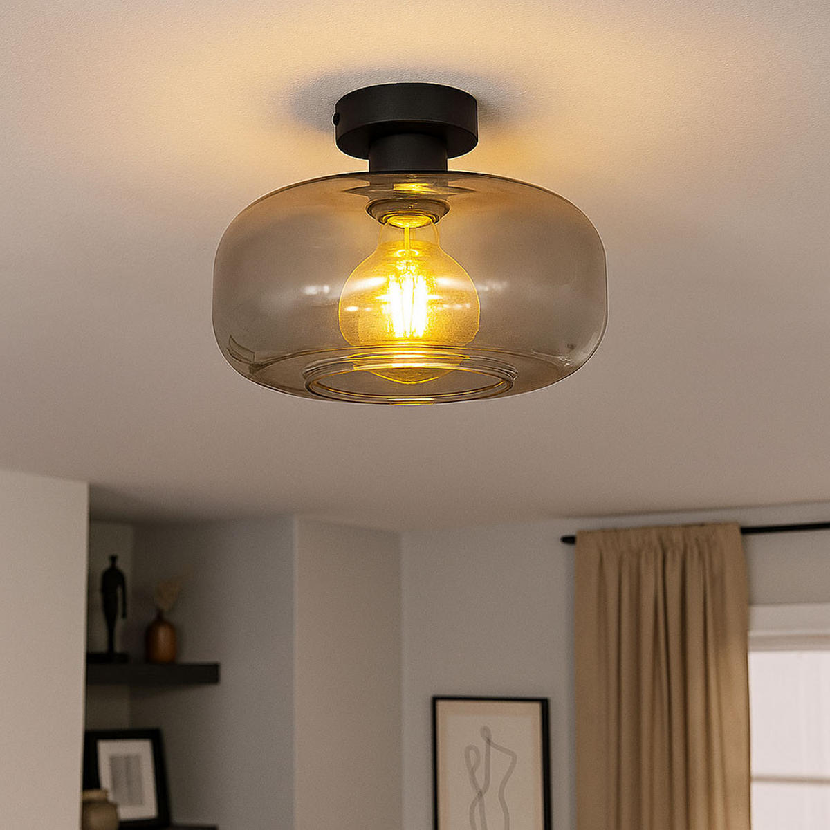 LED DECKENLEUCHTE Metall Schwarz - Schwarz, Glas (28/28/20.5cm) - Globo Lighting