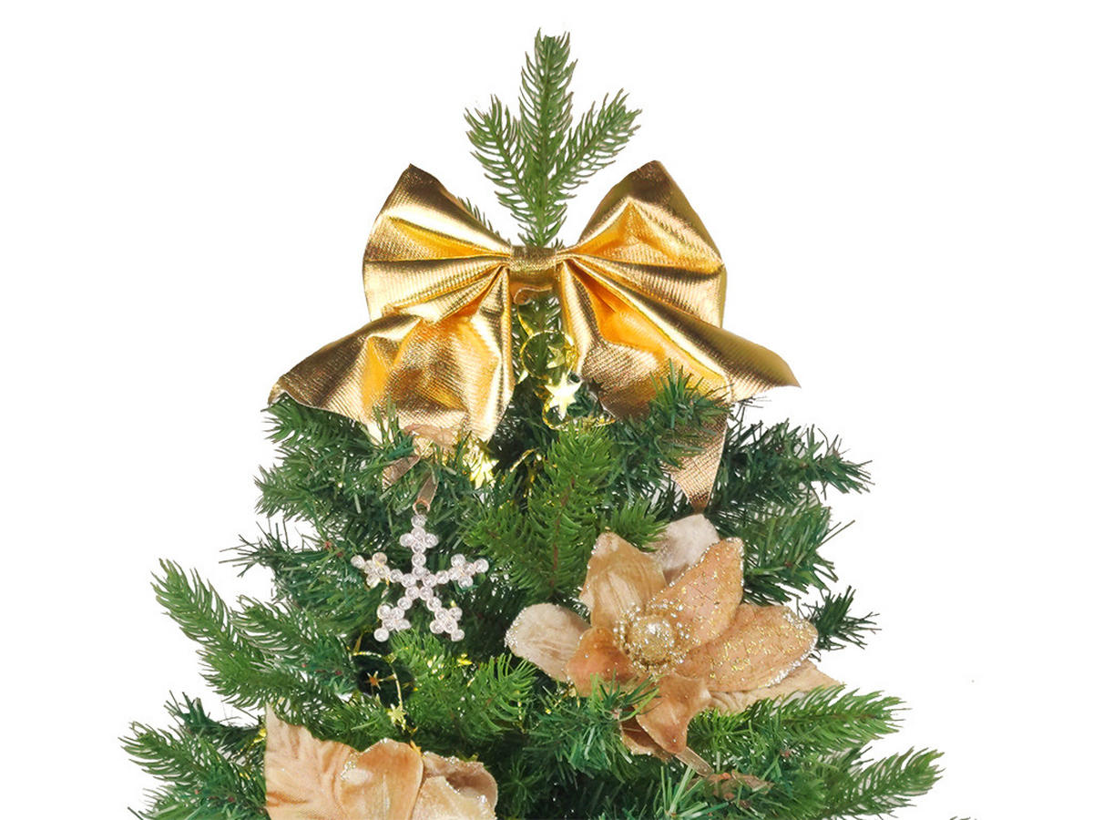 WEIHNACHTSBAUM künstlicher 60 cm mit LED-Beleuchtung, SAMTKUSS, mit 11 Weihnachtsbaumschmuck, Pflanztopf mit Jutesack - Champagner/Braun, Kunststoff/Stein (40/60cm) - LAALU