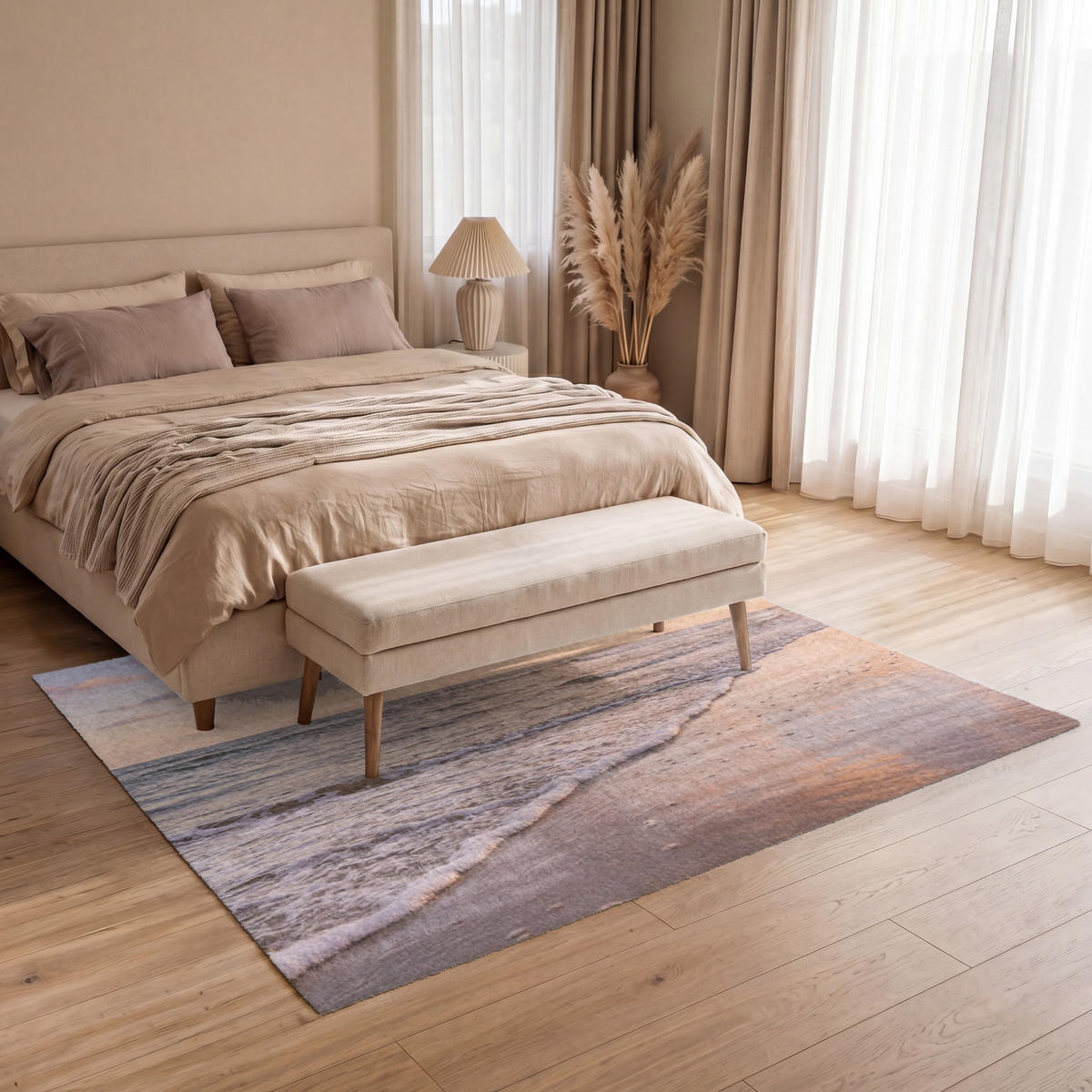 KOBERCE - Pláž - Príboj - Oblaky - 200x140 cm - svetloružová, textil/plast (200/0.4cm) - OnlyWow