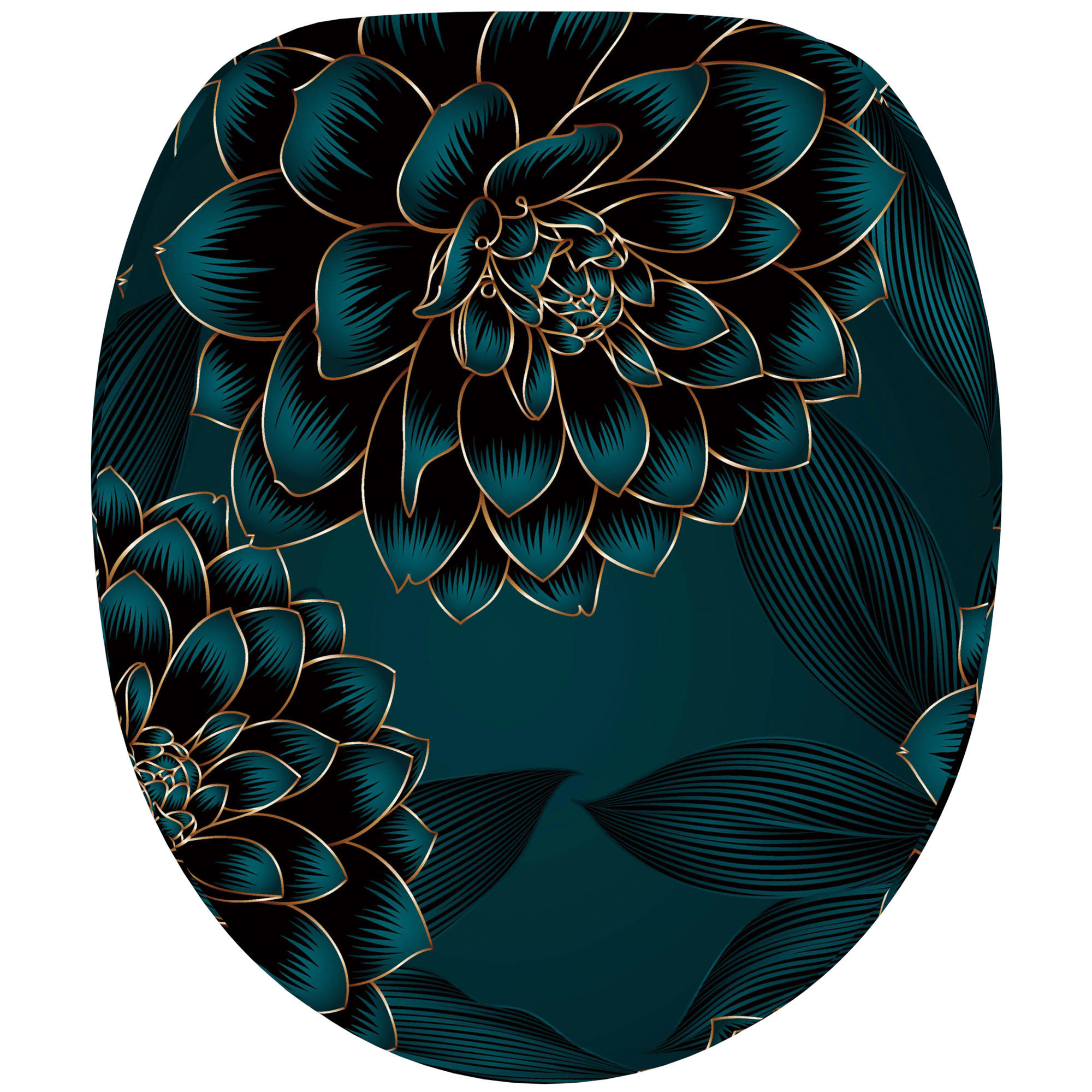 WC Sitz mit Absenkautomatik Dahlien - Blau, Holzwerkstoff (38/6/47cm) - Sanilo