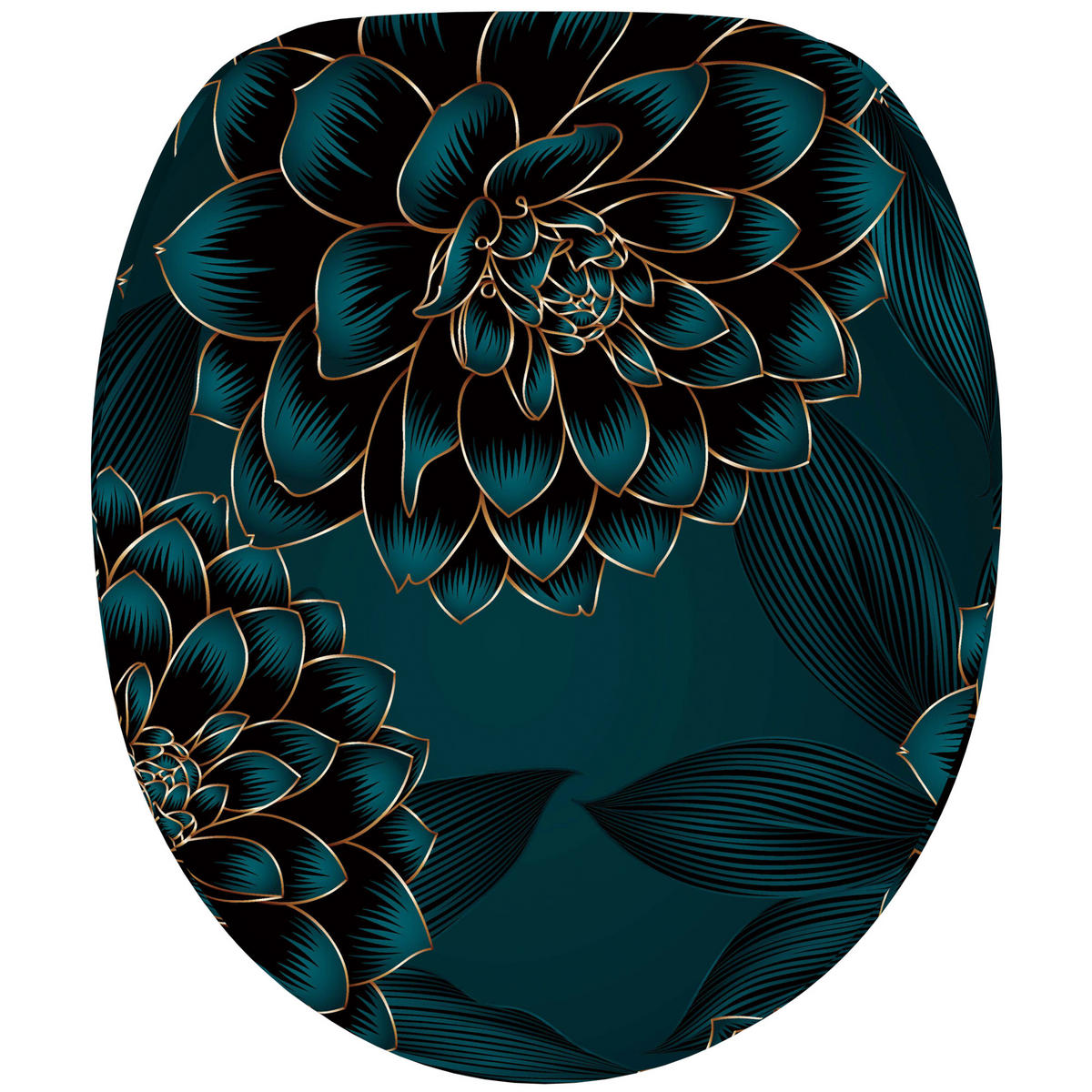 WC Sitz mit Absenkautomatik Dahlien - Blau, Holzwerkstoff (38/6/47cm) - Sanilo