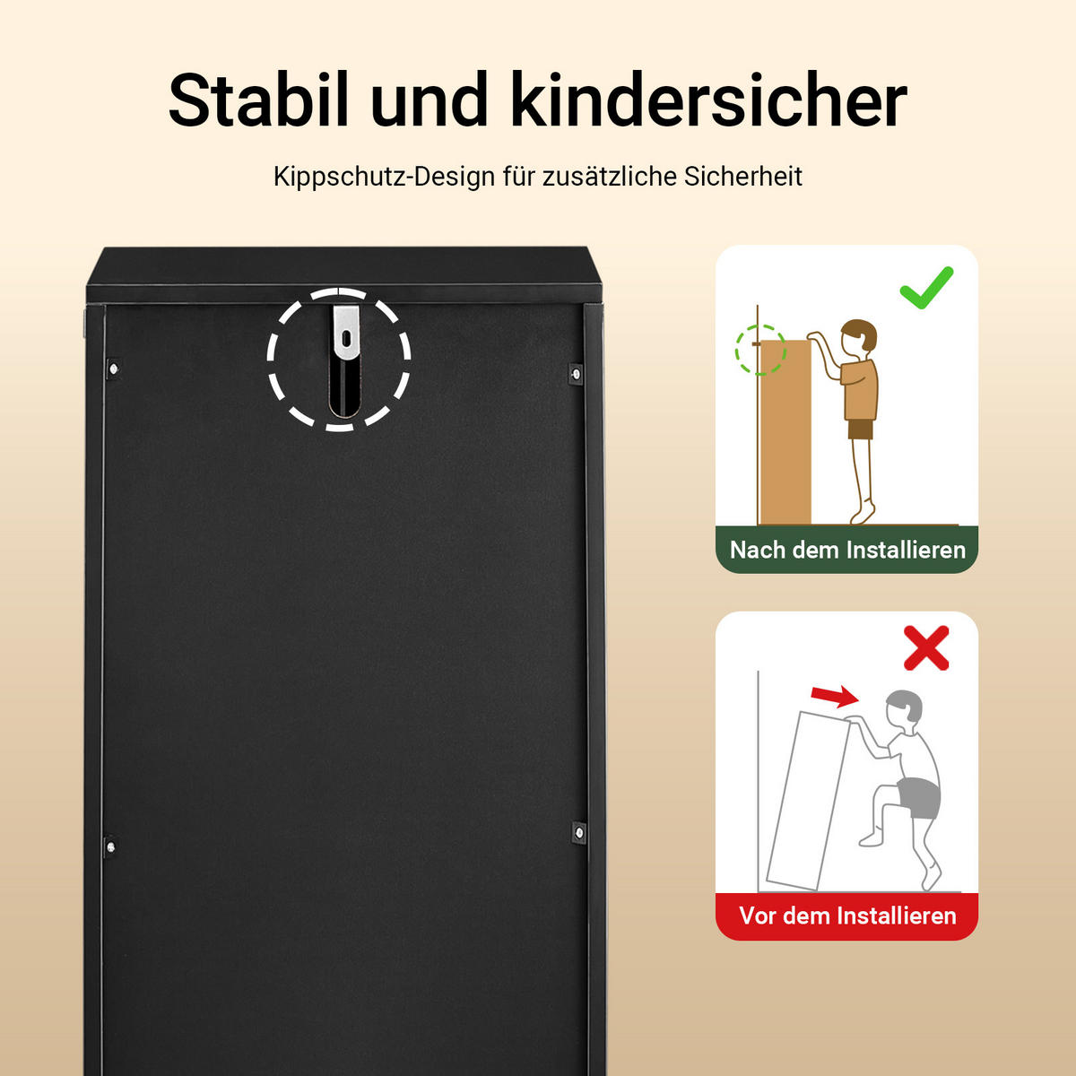 BADEZIMMERSCHRANK Schwarz - Schwarz, Holzwerkstoff (30/90/30cm) - SoBuy