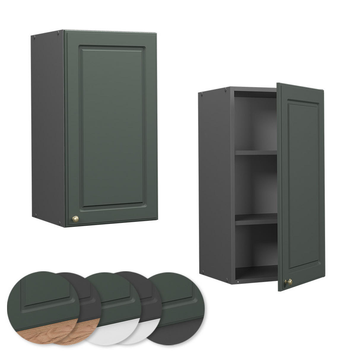 HÄNGESCHRANK Fame-Line Grün-Gold Landhaus 40 cm - Anthrazit/Grün, Holzwerkstoff (40/72/34.1cm) - Vicco