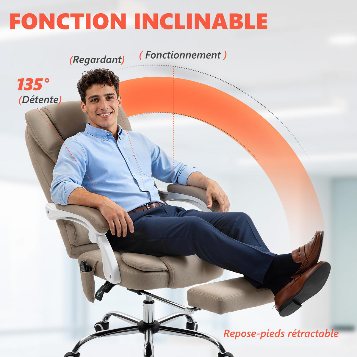 CHEFSESSEL DE-11835 Massage & Heizung Beige - Beige, Textil (70/119/65cm) - ComfortXL