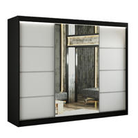 SCHWEBETÜRENSCHRANK Padwa 250 cm mit Spiegel 3-türig, schwarz und weiße Front - Schwarz/Weiß, Glas/Kunststoff (250/215/61cm) - Margaret Hadas24