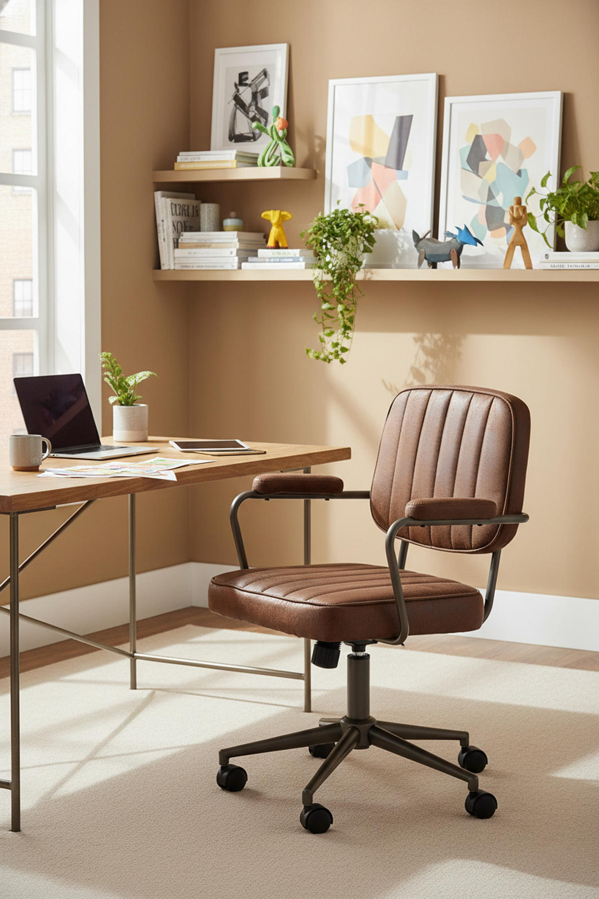 BÜROSTUHL Oxyde cognac - Cognac/Schwarz, Metall (61/98/63cm) - TPFLiving