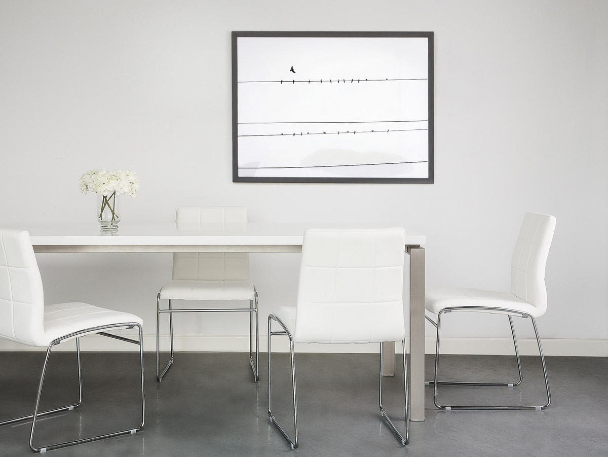 ESSZIMMERSTUHL 2er-Set Kunstleder Weiß Kiron - Weiß, Textil/Metall (50/84/54cm) - Beliani