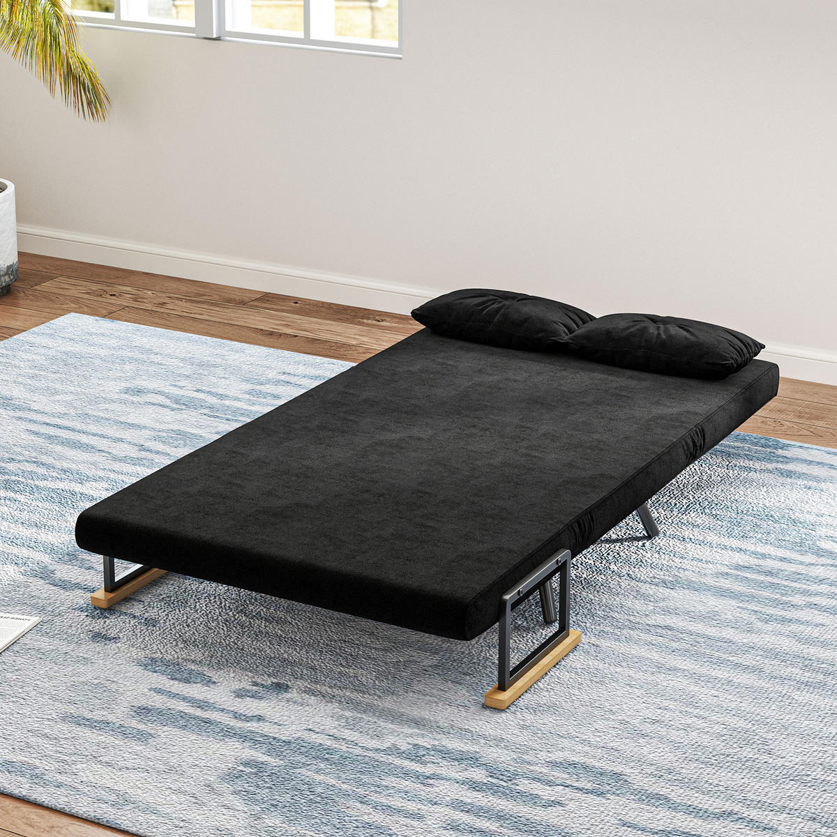 SCHLAFSOFA 2er-Sitz DE-14626 4-in-1 mit 5-fach verstellbarer Rückenlehne Schwarz - Schwarz, Textil (102/81/73cm) - ComfortXL