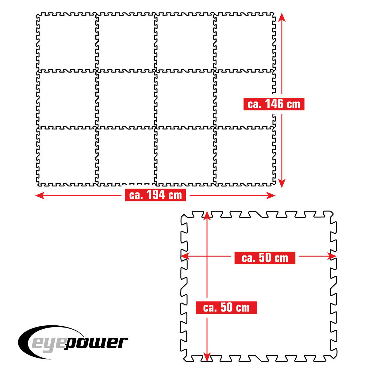 POOLMATTEN 2,8m² 12 EVA Matten 50 cm Blau - Blau, Kunststoff (50/50cm) - eyepower