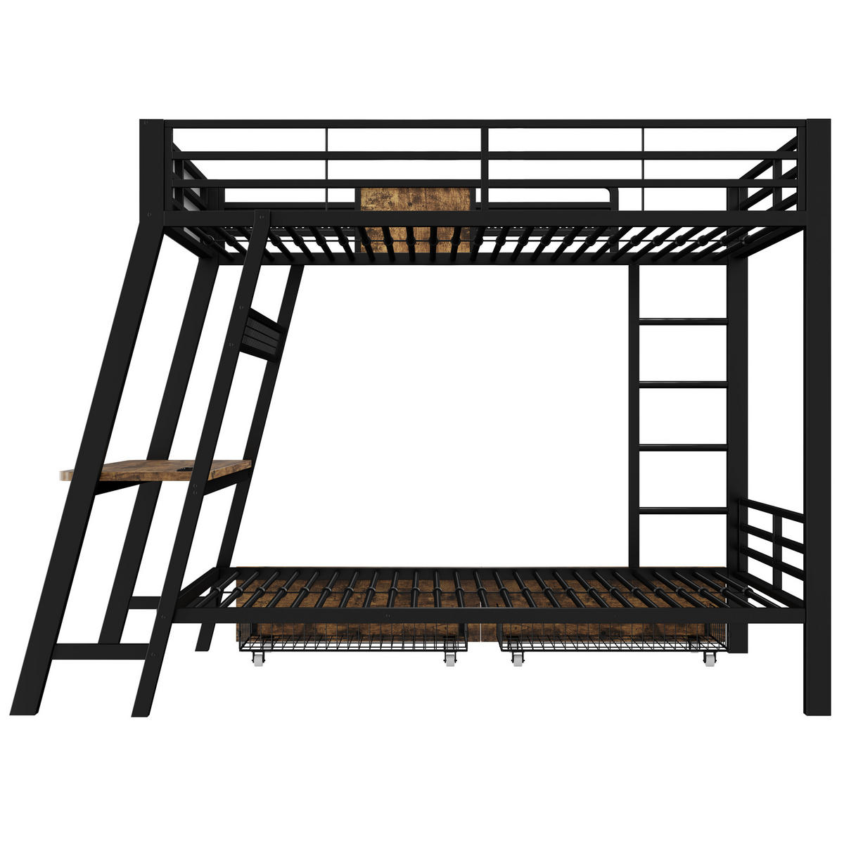 ETAGENBETT 90/200 cm DE-32591 Gaming-Design mit LED Schwarz - Schwarz, Metall (90/200cm) - ComfortXL
