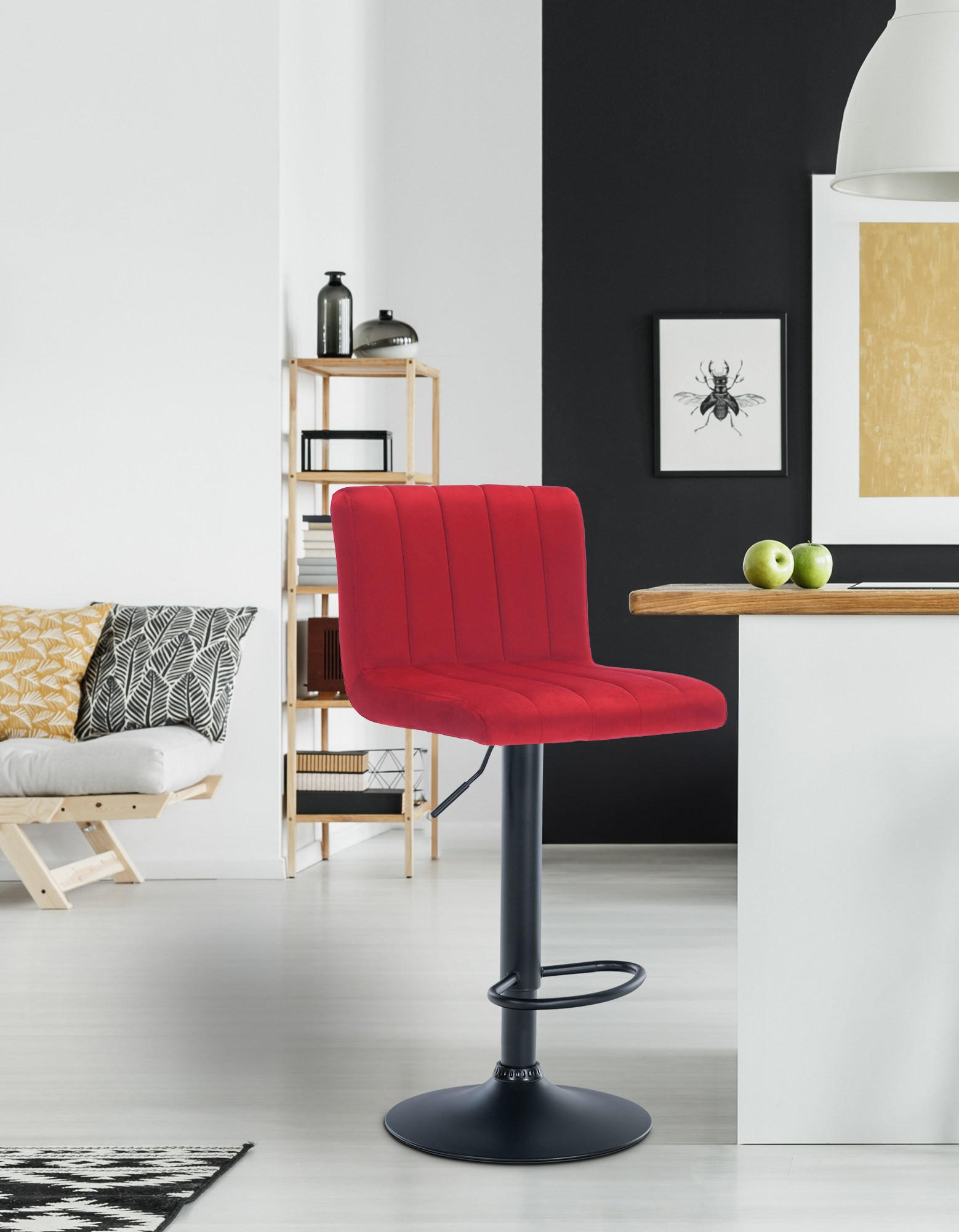 Thumbnail - CLP Barhocker, Rot, Textil, 41x87x49 cm, Esszimmer, Barmöbel, Barhocker