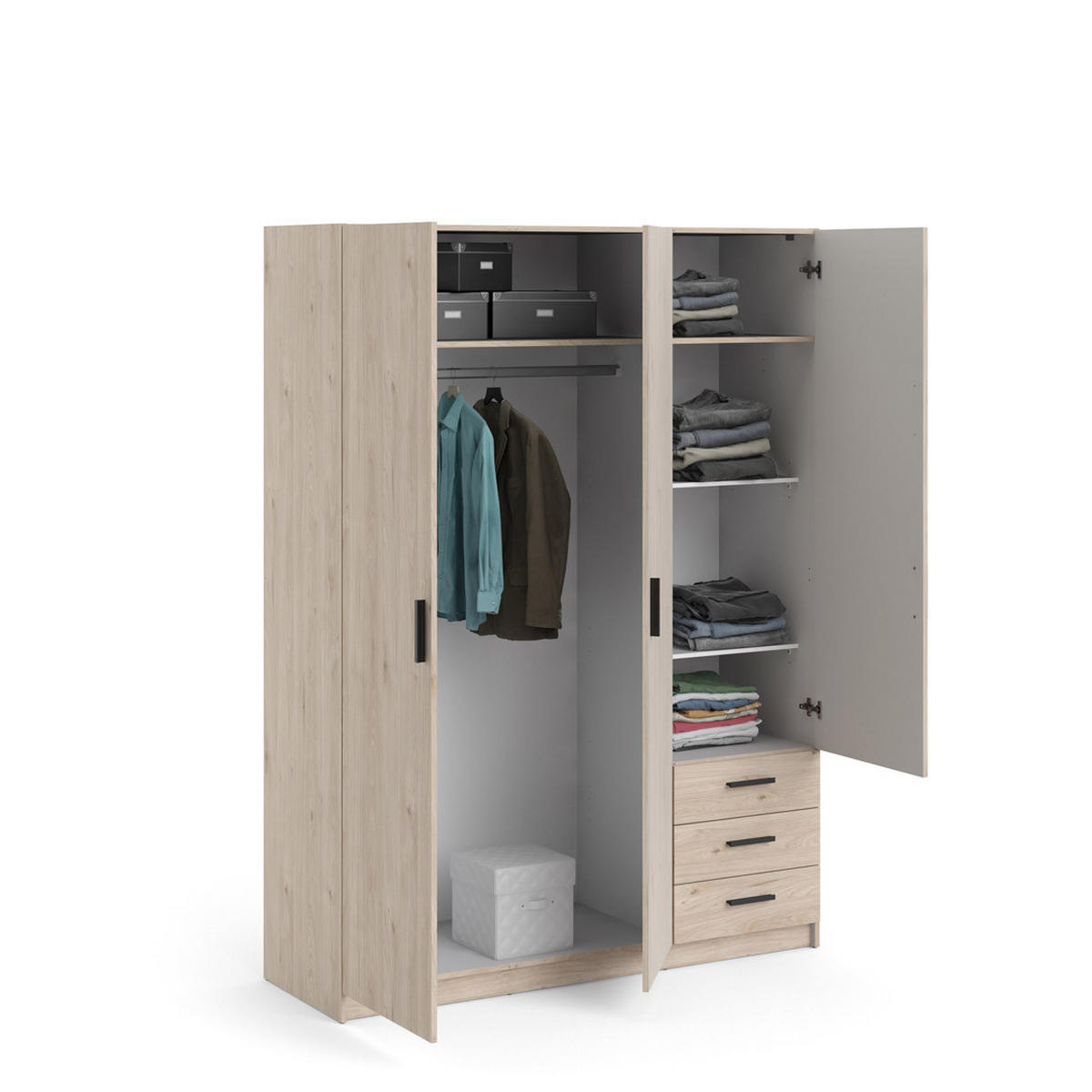 KLEIDERSCHRANK Hickory-Dekor - Braun, Holzwerkstoff (147/201/50cm) - ebuy24