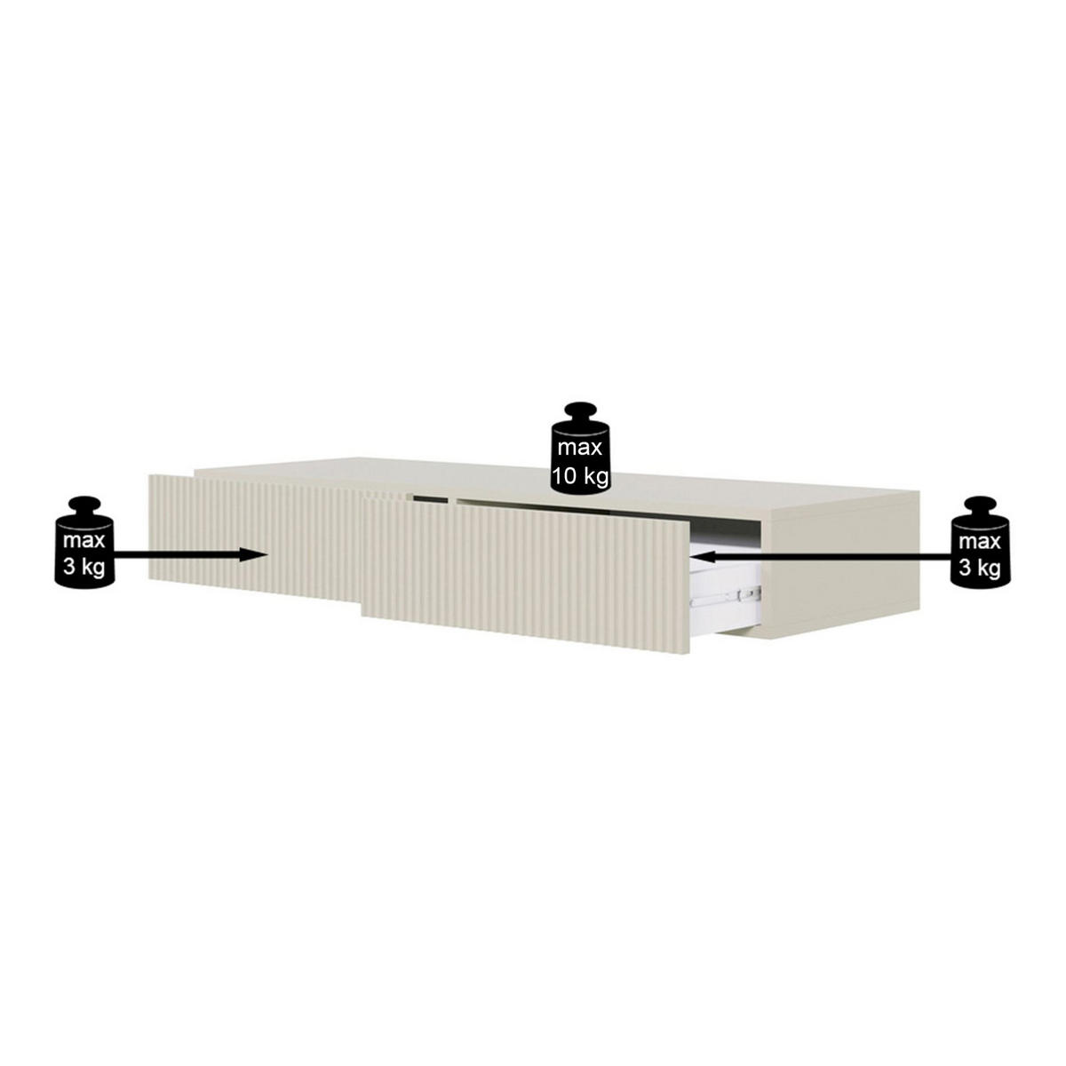 HÄNGE-SCHMINKTISCH Veldio schwarz 110 cm - Schwarz, Holzwerkstoff (110/16/40cm) - Selsey