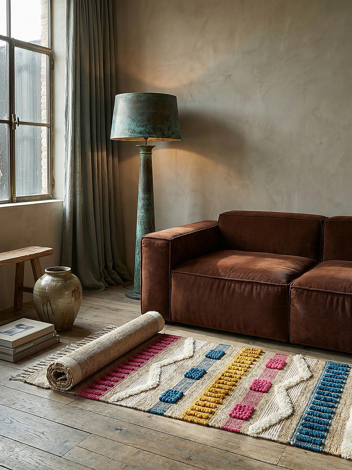 NATURTEPPICH handgewebt Jute-Wolle-Mix skandinavisch WHARFE, Multi 60x230 cm - Multicolor, Textil (230/60cm) - KADIMA DESIGN