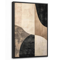 LEINWAND Bilder mit Rahmen - Abstrakt - Flugzeuge - Schwarz - Rund - 40x60 - Beige, Textil (40/60cm) - MuchoWow