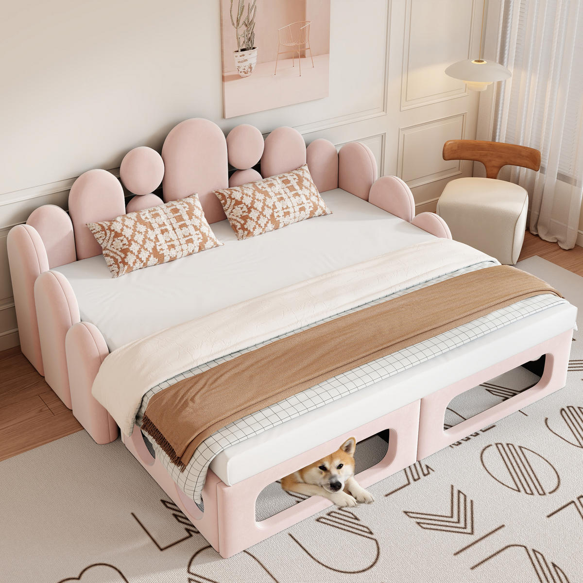 KINDERBETT 90/200 cm DE-02146, in Rosa, mit Sofa- und Haustierbett-Funktion - Pink, Holzwerkstoff (90/200cm) - ComfortXL