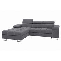 ECKSOFA COMODO Links mit Schlaffunktion & Bettkasten Grau - Dunkelgrau, Textil (203/271cm) - KS Home Concept