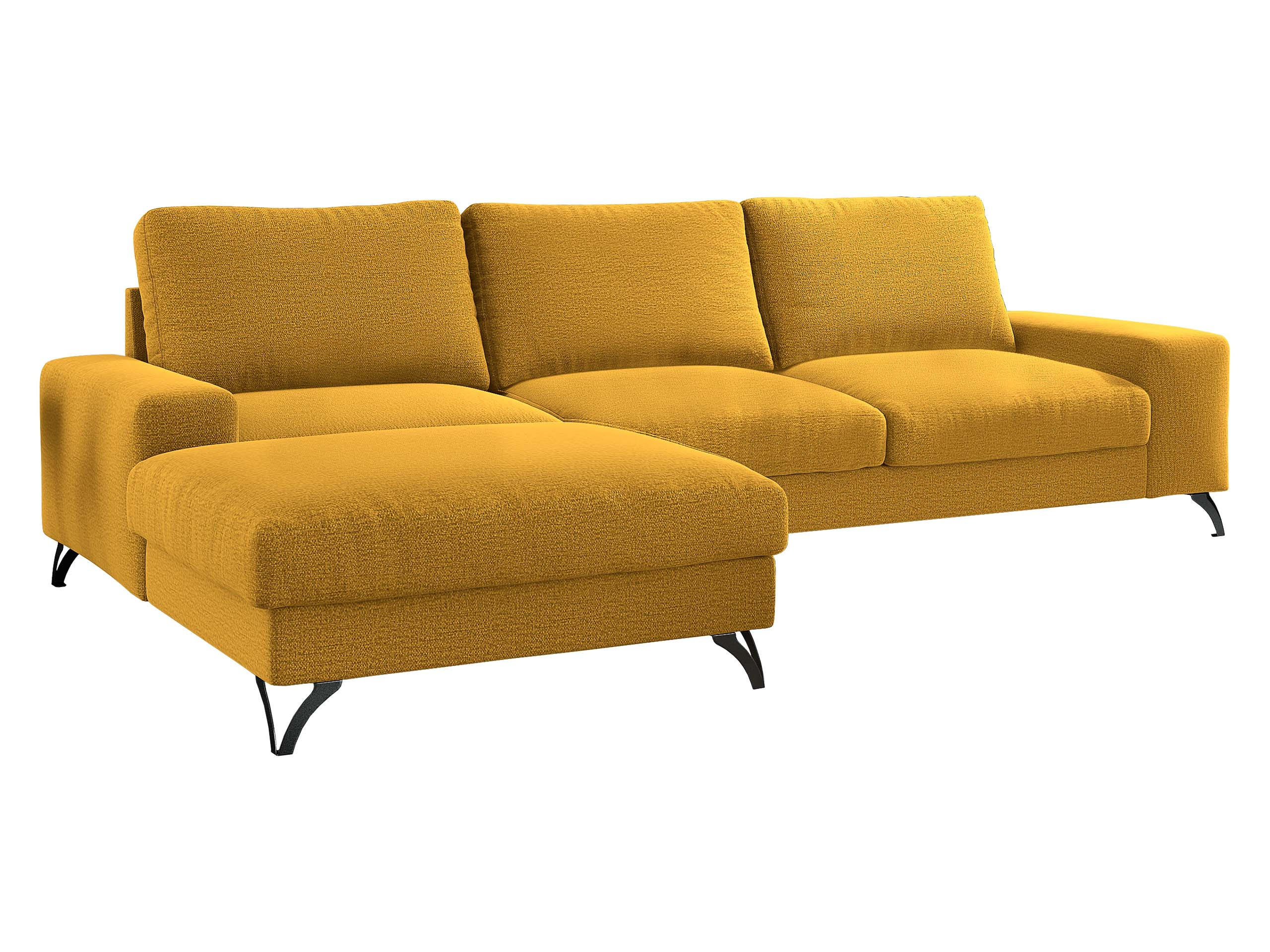 ECKSOFA Flavio, Seite: Links - L1F+L2F+R4 - Gelb/Schwarz, Holz/Textil (300/179cm) - MIRJAN24