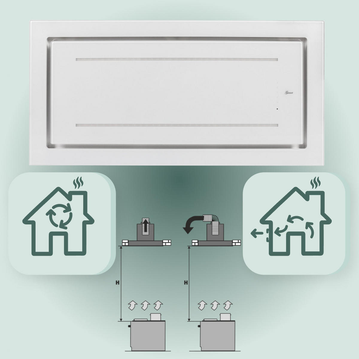 DUNSTABZUGSHAUBE GCH C 341 120 WH 120 cm Weiß - Weiß, Glas (120/10/60cm) - Gurari