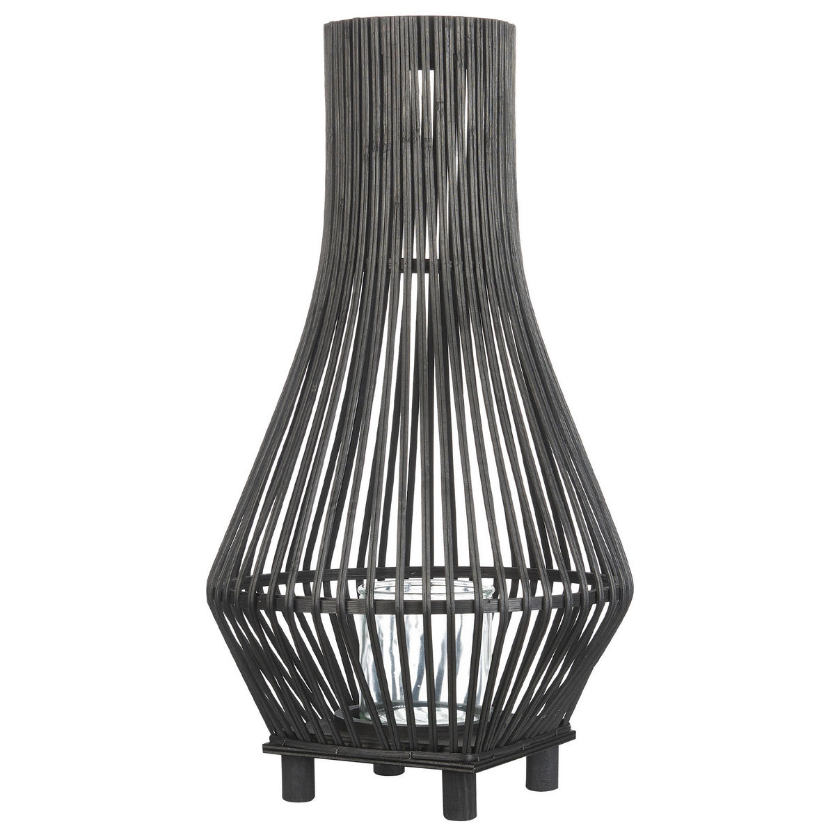 LATERNE Schwarz Leyte - Schwarz, Holz (30/58/30cm) - Beliani