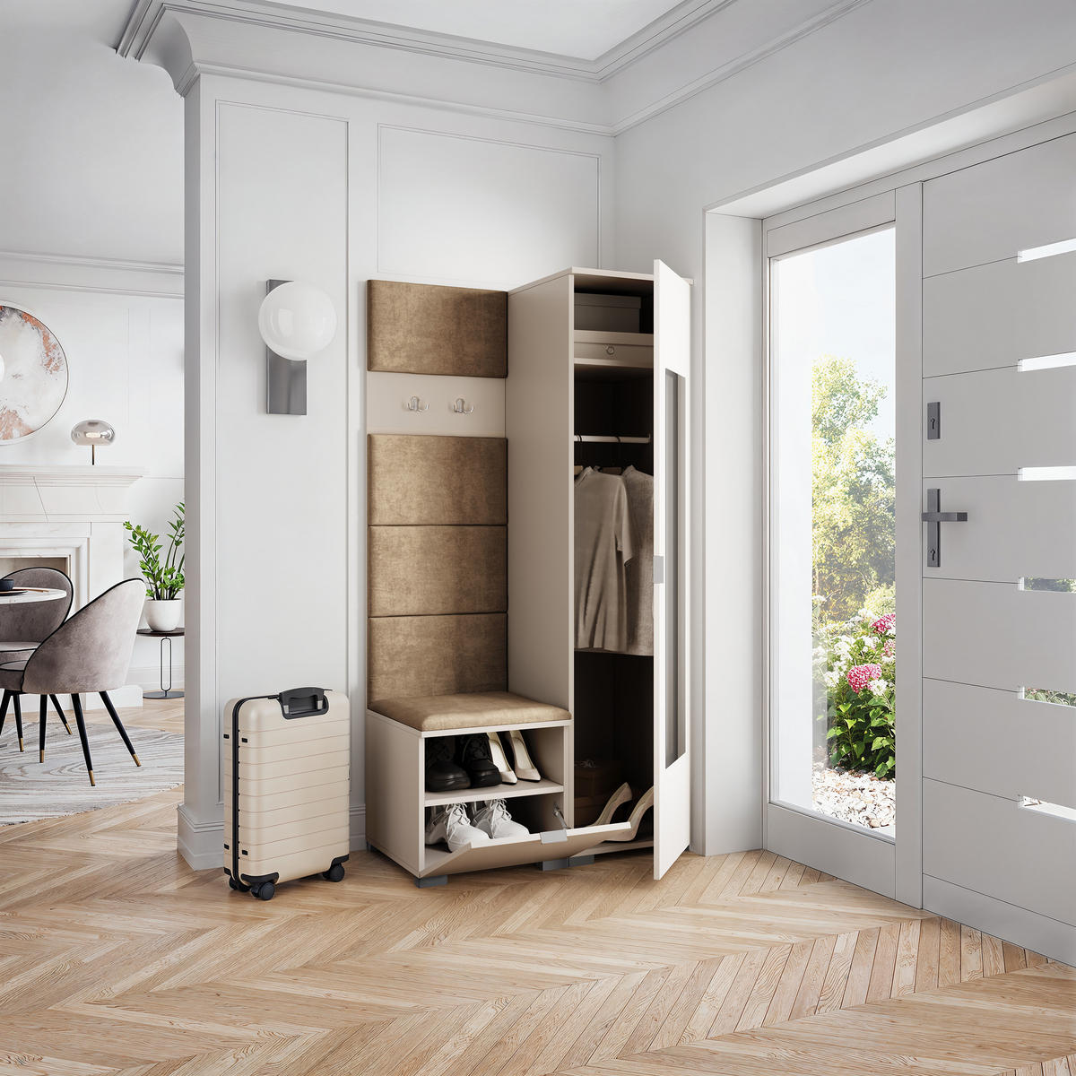 GARDEROBENSCHRANK VIRA 95/181/51 cm Modern Garderobe-Set Kaschmir - Kaschmir/Beige, Holzwerkstoff (95/181/51cm) - MASSENO