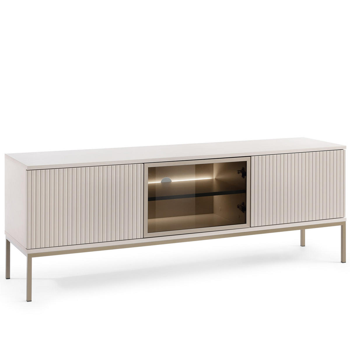 TV-LOWBOARD FONTE, Cremefarbig - Creme, Holzwerkstoff (154/56/39cm) - KONSIMO®
